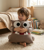 Brown Monster Stuffed Animal. Sensory Toys for Autism. Velvet Throw Pillows for Kids. - Image 2