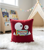 Personalized Monster Pillow | Velvet Nursery Decor with Pocket - Image 7
