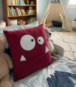 Personalized Monster Pillow | Velvet Nursery Decor with Pocket - Image 8