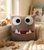 Brown Monster Stuffed Animal. Sensory Toys for Autism. Velvet Throw Pillows for Kids. - Image 9