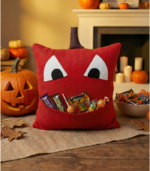 Luxury Cashmere  Pumpkin Monster Pillow | Halloween Seasonal Decor - Image 2