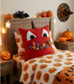Luxury Cashmere  Pumpkin Monster Pillow | Halloween Seasonal Decor - Image 4