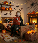 Luxury Cashmere  Pumpkin Monster Pillow | Halloween Seasonal Decor - Image 5