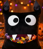 Personalized Black Monster Pillow | Spooky Gothic Decor | Bat Plushie | Halloween Home Accent - Image 2