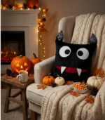 Personalized Black Monster Pillow | Spooky Gothic Decor | Bat Plushie | Halloween Home Accent - Image 14