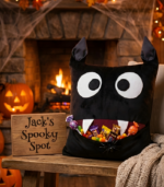 Personalized Black Monster Pillow | Spooky Gothic Decor | Bat Plushie | Halloween Home Accent - Image 10